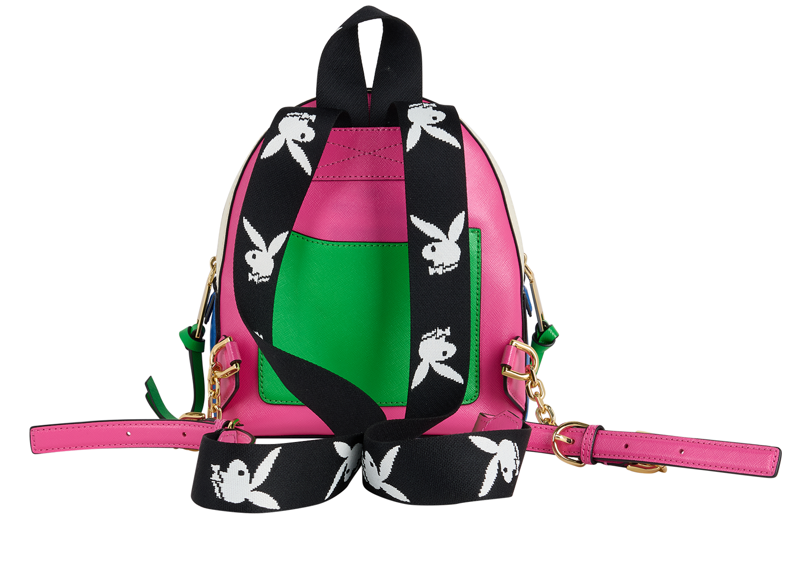Playboy Bunny Backpack, &pound;130, Handbags, Blue/Pink/White, Leather, Back view